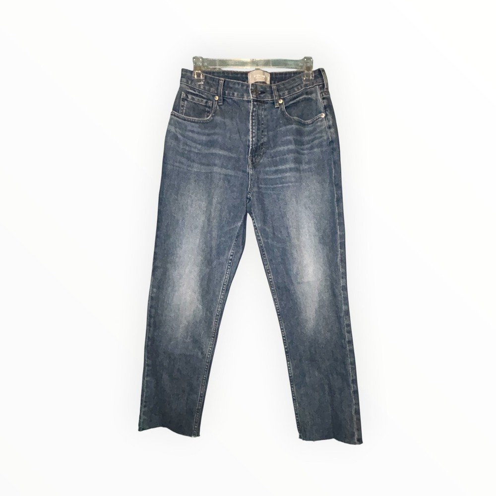 Everlane The Curvy Cheeky Jean Blue Denim High Rise Ankle Raw Hem 28 Ankle